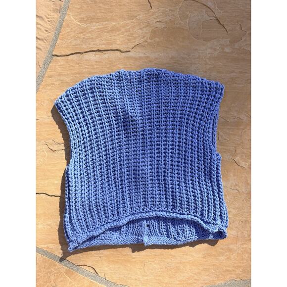 Zara Womens Size Small Blue Knit Button-Down Vest W/ Pockets ES - Picture 3 of 3